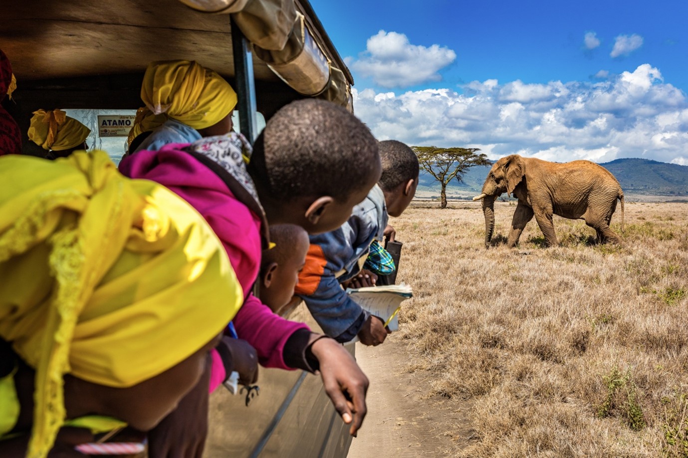 Local children visiting Lewa Wildlife Conservancy