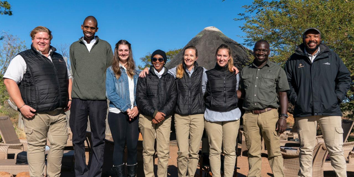 Sustainability champions with Prince Ngomane, from left to right: Hardus Morkel, Siphelele Sithole, Lizamarie van Niekerk, Tilly Molete, Norma Naude, Amy Fisher, and Obi Nemakhavhani